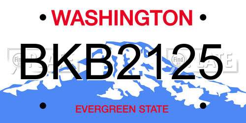 BKB2125 Washington License Plate