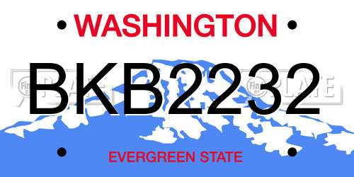 BKB2232 Washington License Plate