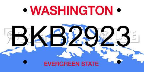 BKB2923 Washington License Plate