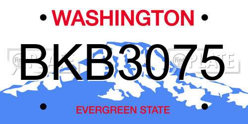 BKB3075 Washington License Plate