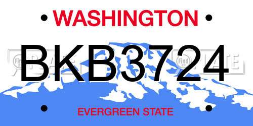 BKB3724 Washington License Plate