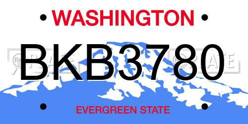 BKB3780 Washington License Plate