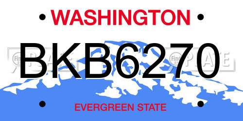 BKB6270 Washington License Plate