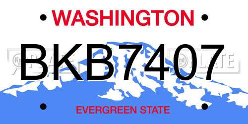 BKB7407 Washington License Plate