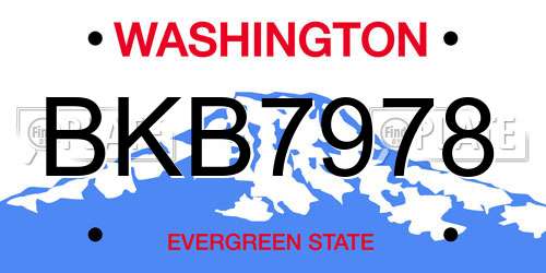 BKB7978 Washington License Plate
