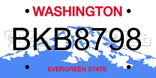 BKB8798 Washington License Plate
