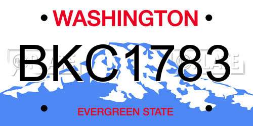 BKC1783 Washington License Plate