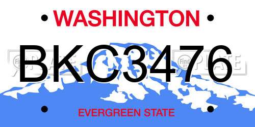 BKC3476 Washington License Plate