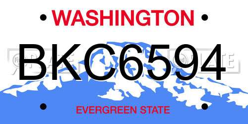 BKC6594 Washington License Plate