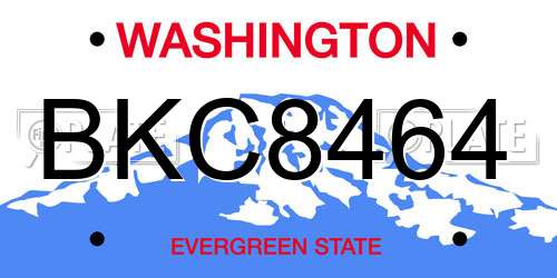 BKC8464 Washington License Plate