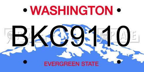 BKC9110 Washington License Plate