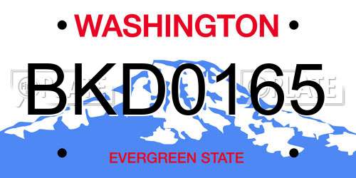 BKD0165 Washington License Plate