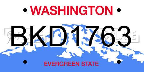 BKD1763 Washington License Plate