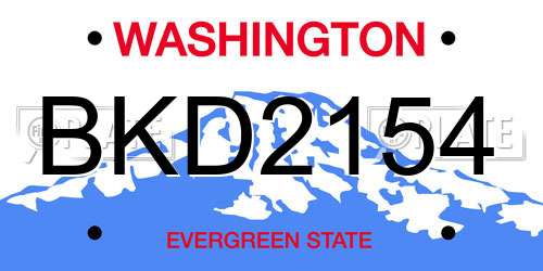 BKD2154 Washington License Plate