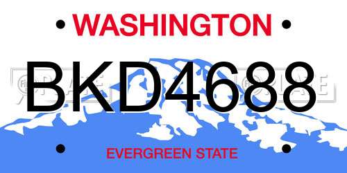 BKD4688 Washington License Plate