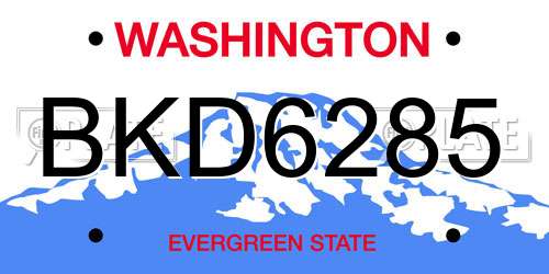 BKD6285 Washington License Plate