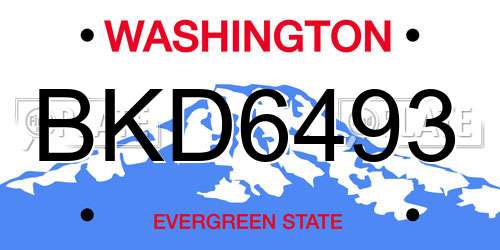 BKD6493 Washington License Plate