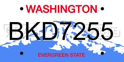 BKD7255 Washington License Plate