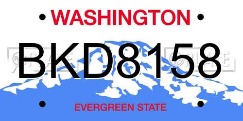 BKD8158 Washington License Plate