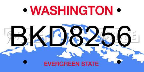 BKD8256 Washington License Plate