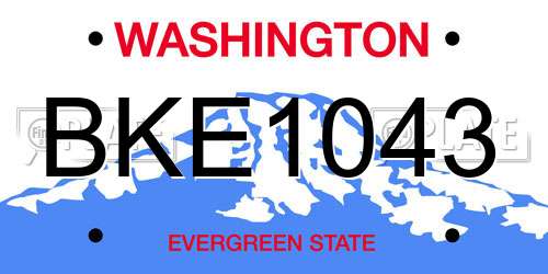 BKE1043 Washington License Plate