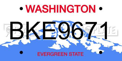 BKE9671 Washington License Plate