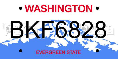 BKF6828 Washington License Plate