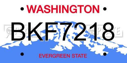 BKF7218 Washington License Plate