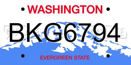 BKG6794 Washington License Plate