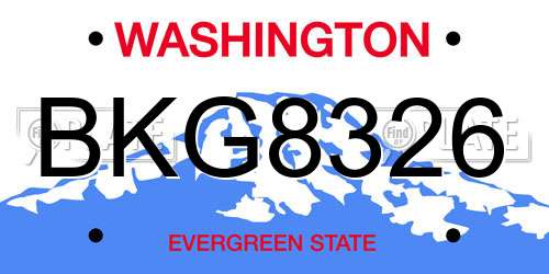 BKG8326 Washington License Plate