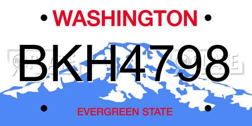 BKH4798 Washington License Plate