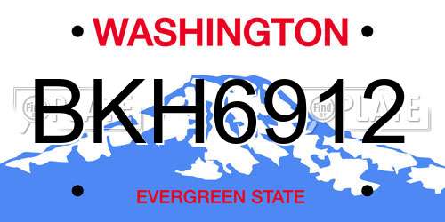 BKH6912 Washington License Plate