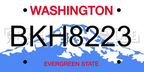 BKH8223 Washington License Plate