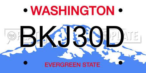 BKJ30D Washington License Plate