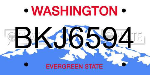 BKJ6594 Washington License Plate