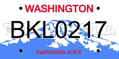 BKL0217 Washington License Plate