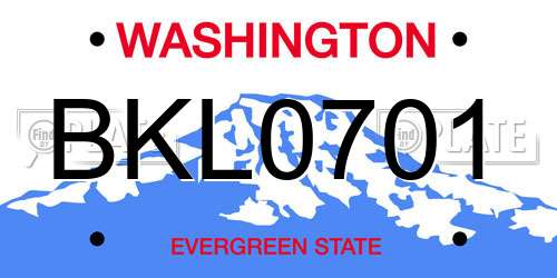 BKL0701 Washington License Plate