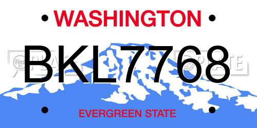 BKL7768 Washington License Plate
