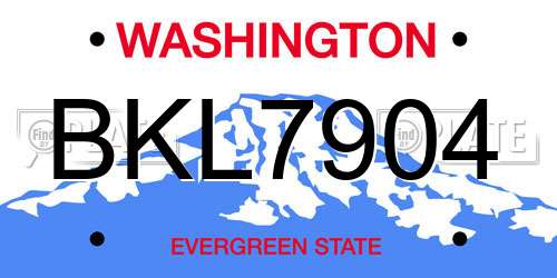 BKL7904 Washington License Plate