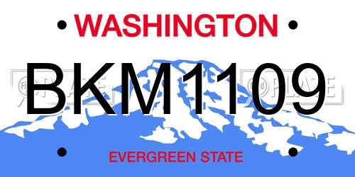 BKM1109 Washington License Plate