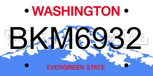 BKM6932 Washington License Plate