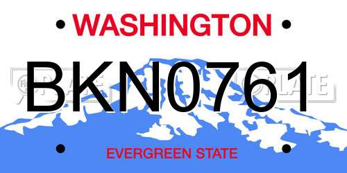 BKN0761 Washington License Plate