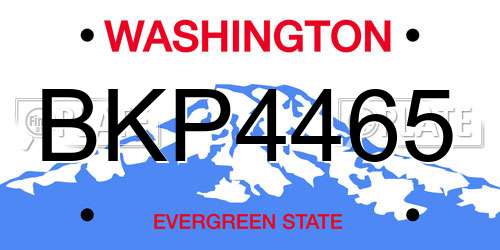 BKP4465 Washington License Plate