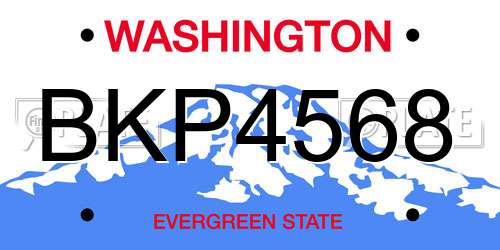 BKP4568 Washington License Plate