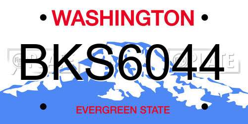 BKS6044 Washington License Plate
