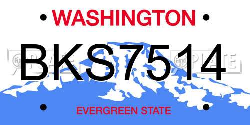 BKS7514 Washington License Plate