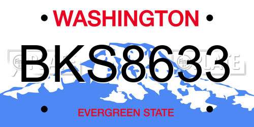 BKS8633 Washington License Plate