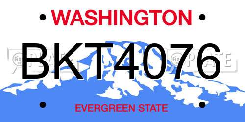 BKT4076 Washington License Plate