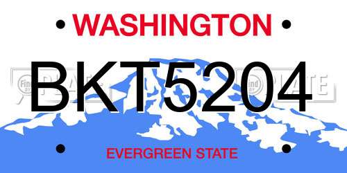 BKT5204 Washington License Plate