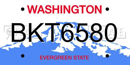 BKT6580 Washington License Plate